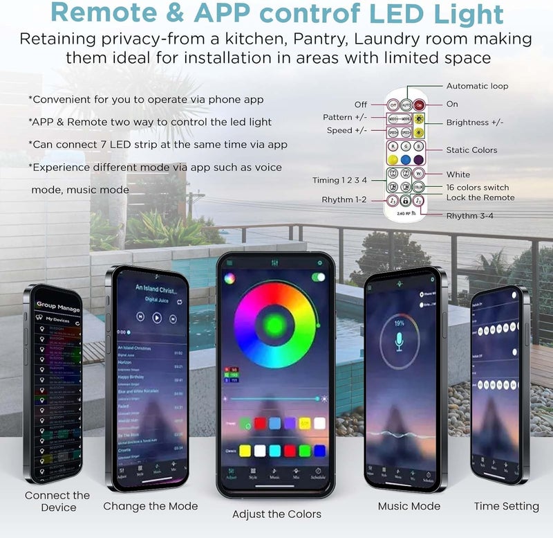 Kfpmx Pool Fountain Stainless Steel Waterfall with LED Lights - 35.4" LED Strip Remote Control with 18 Colors, Smooth Water Flow & Cascade Blade, Easy Installation for Outdoor, Garden, Patio & Ponds - Image 5